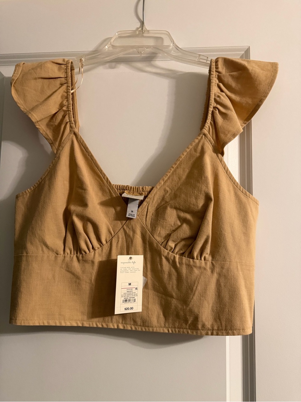 Target Tan Ruffle-Strap Cropped Tank